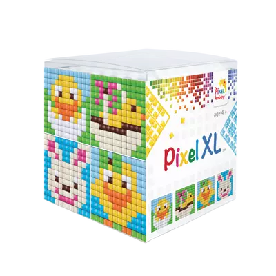 Pixel XL kocka húsvét 4 db 6x6 cm kép (4 alaplap+12 XL szín)