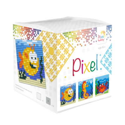 Pixel kocka tengeri állatok 3 db 6x6 cm kép (3 alaplap+18 szín)