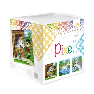 Pixel kocka lovas 3 db 6x6 cm kép (3 alaplap+18 szín)