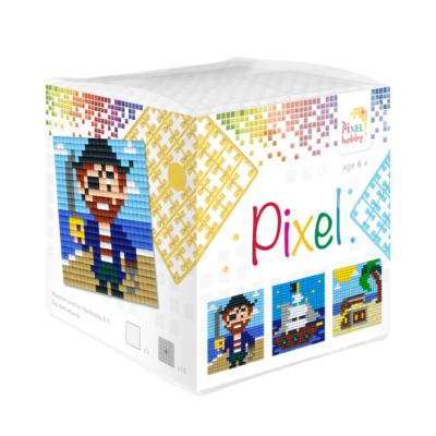 Pixel kocka kalóz 3 db 6x6 cm kép (3 alaplap+18 szín)