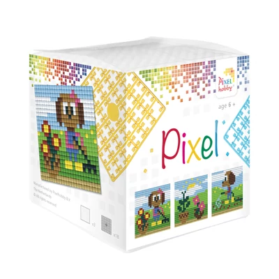 Pixel kocka kutyus 3 db 6x6 cm kép (3 alaplap+18 szín)