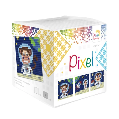 Pixel kocka űrhajós 3 db 6x6 cm kép (3 alaplap+18 szín)