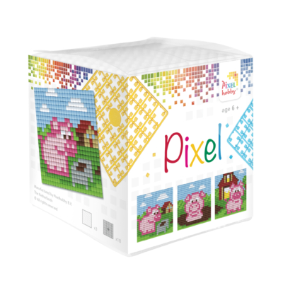 Pixel kocka malacka 3 db 6x6 cm kép (3 alaplap+18 szín)