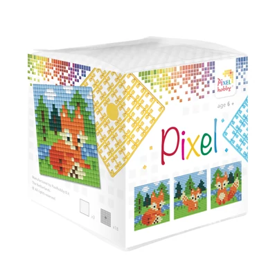 Pixel kocka róka 3 db 6x6 cm kép (3 alaplap+18 szín)