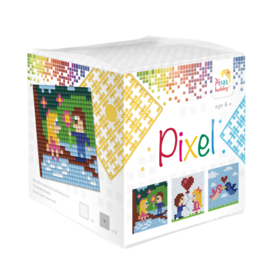 Pixel kocka valentin 3 db 6x6 cm kép (3 alaplap+18 szín)