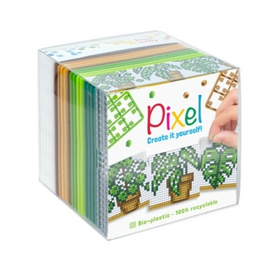 Pixel kocka Növények 3 db 6x6 cm kép (3 alaplap+ 3 képhez elegendő pixel színlap)
