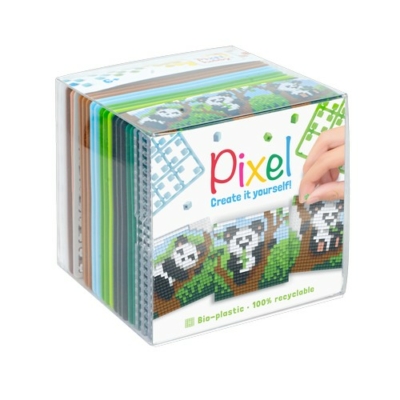 Pixel kocka Panda 3 db 6x6 cm kép (3 alaplap+ 3 képhez elegendő pixel színlap)