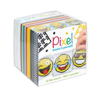 Pixel kocka Smiley 3 db 6x6 cm kép (3 alaplap+ 3 képhez elegendő pixel színlap)