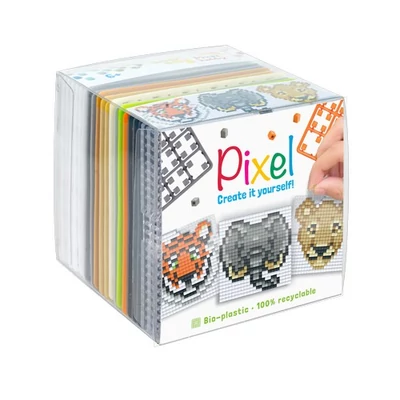 Pixel kocka Vadállatok 3 db 6x6 cm kép (3 alaplap+ 3 képhez elegendő pixel színlap)
