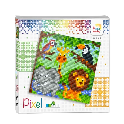 Pixel szett 4 alaplapos állatkert 12x12 cm (4 alaplap+20 szín)