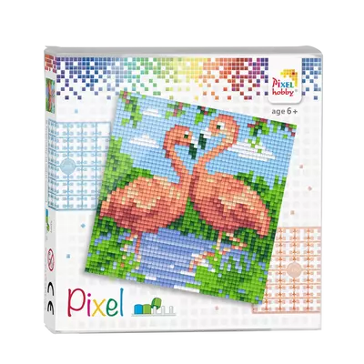Pixel szett 4 alaplapos két flamingó 12x12 cm (4 alaplap+20 szín)