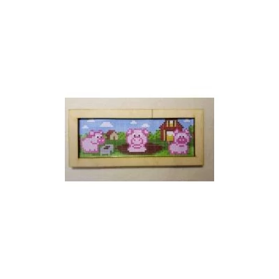 Pixel fa képkeret  3 db 6x6 cm képhez 