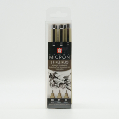 Micron tűfilckészlet 3 db-os fekete 0,2; 0,4; 0,8 mm