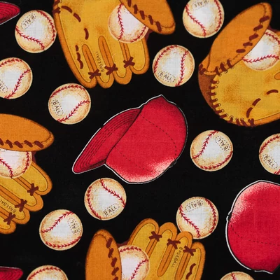Pamutvászon baseball fekete 110 cm