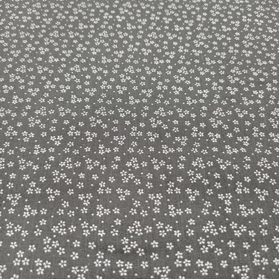 Pamutvászon sötétszürke alapon sűrű apró fehér virágok