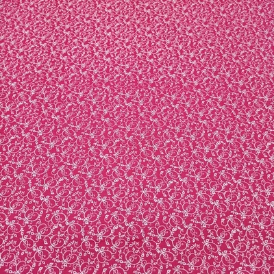 Pamutvászon piros alapon fehér kacskaringós indaminta