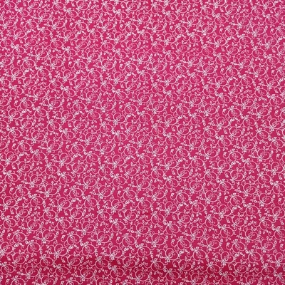 Pamutvászon piros alapon fehér kacskaringós indaminta