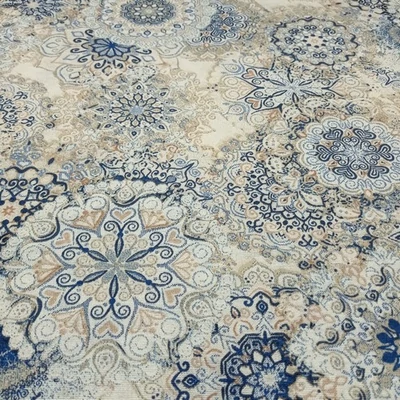 Vastagabb vászon sűrű kék-drapp mandala