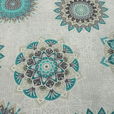 Vastagabb vászon ritka türkiz-szürke mandala