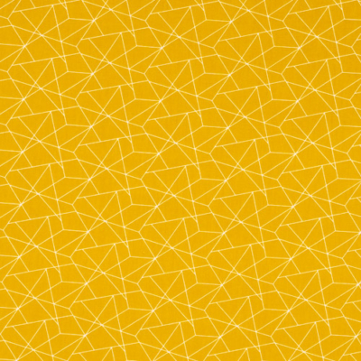 Pamutvászon mustár alapon fehér geometrikus minta