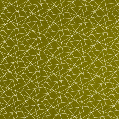 Pamutvászon olivazöld alapon fehér geometrikus minta