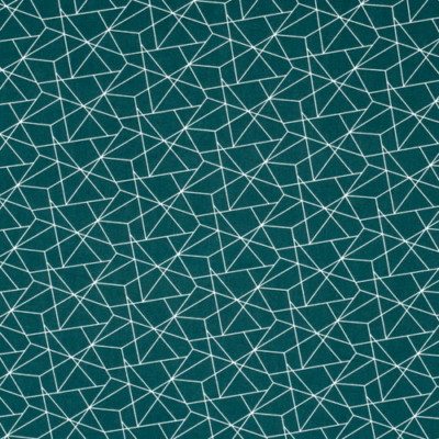 Pamutvászon zöld alapon fehér geometrikus minta