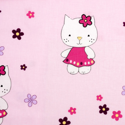 Pamutvászon Hello Kitty rózsaszín alapon gyerekmintás