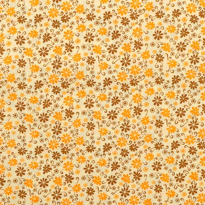 Pamutvászon indák és virágok barna-narancs