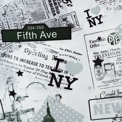 Pamutvászon újságmintás new york fekete fehér
