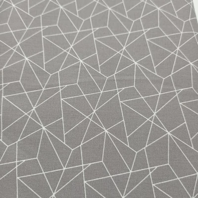 Pamutvászon szürke alapon fehér geometrikus minta
