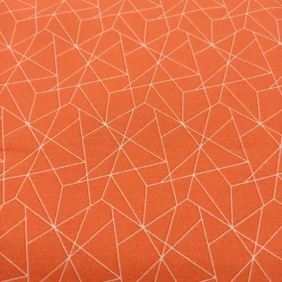 Pamutvászon narancssárga alapon fehér geometrikus minta