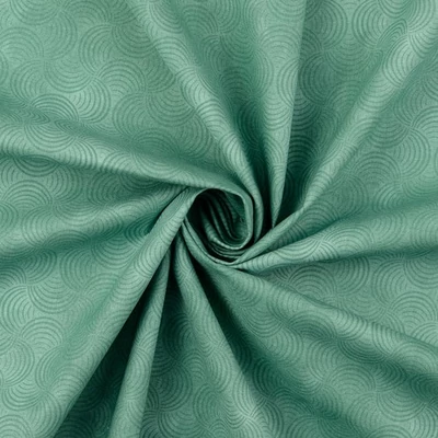 Pamutvászon batikolt mentazöld alapon sötétzöld íves minták