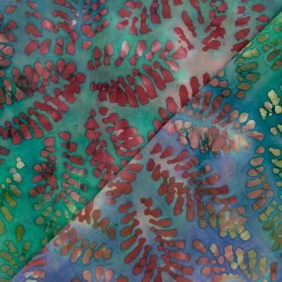 Pamutvászon batikolt levélforma batikolt türkiz alapon