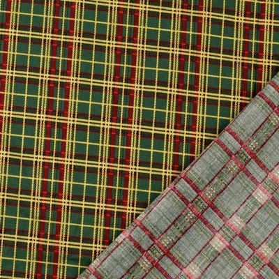 Karácsonyi pamutvászon zöld-arany-piros kockás