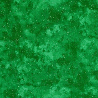 Karácsonyi pamutvászon zöld batikolt hatású ezüst glitterekkel