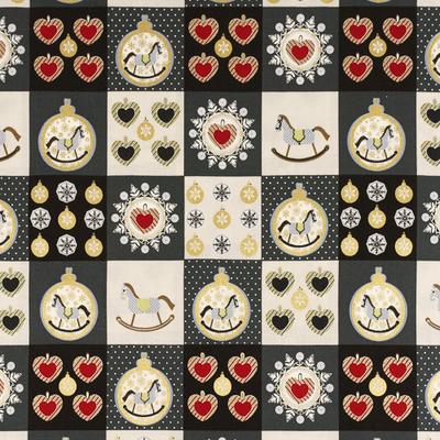 Pamutvászon karácsonyi patchwork kockás hintalovas szürke árnyalatban