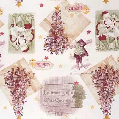 Lonetta vászon karácsonyi antik képek fehér