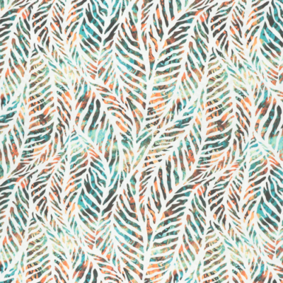 Lonetta vászon levélerezet zöld-korall